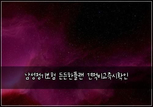 남성정기보험 든든한플랜  견적비교즉시확인