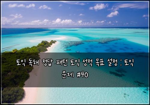 토익 독해 정답 패턴 토익 성적 목표 설정 : 토익 문제 #40