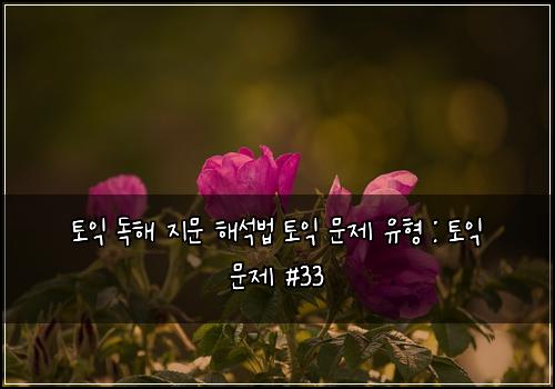 토익 독해 지문 해석법 토익 문제 유형 : 토익 문제 #33