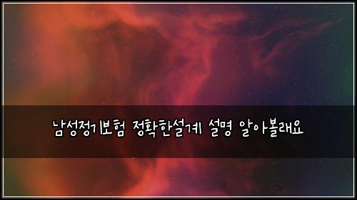 남성정기보험 정확한설계  설명 알아볼래요