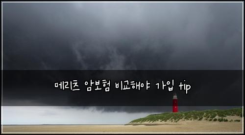 메리츠 암보험 비교해야  가입 tip