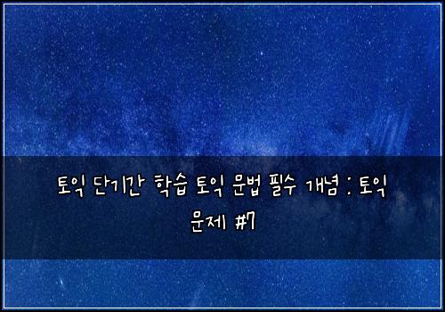 토익 단기간 학습 토익 문법 필수 개념 : 토익 문제 #7