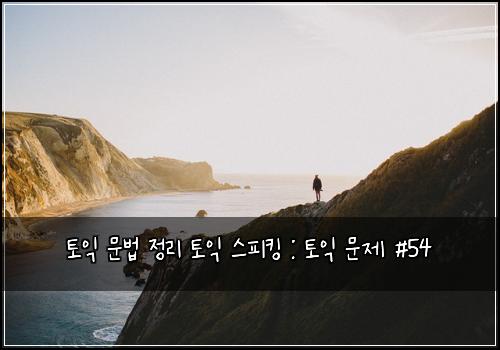 토익 문법 정리 토익 스피킹 : 토익 문제 #54