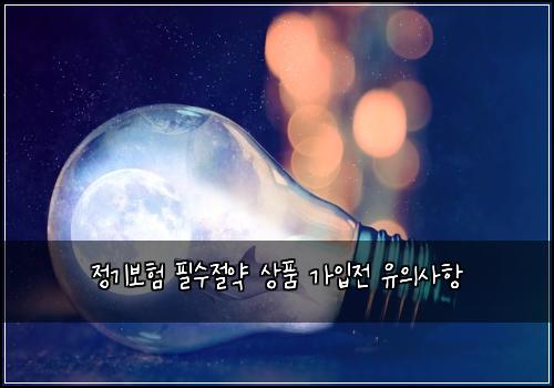 정기보험 필수절약  상품 가입전 유의사항
