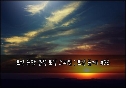 토익 문장 분석 토익 스피킹 : 토익 문제 #56