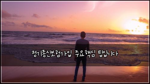 정기종신보험가입 주요핵심 팁입니다