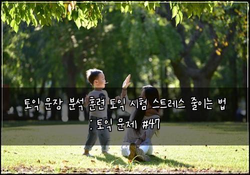 토익 문장 분석 훈련 토익 시험 스트레스 줄이는 법 : 토익 문제 #47