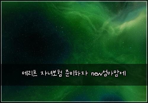 메리츠 자녀보험 준비하자  new엄마맘에