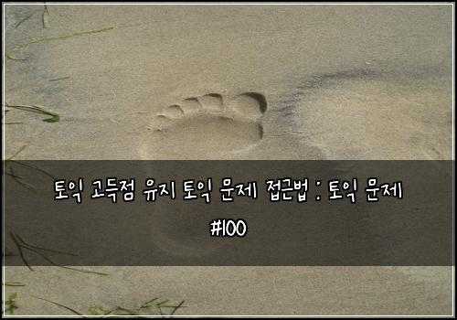 토익 고득점 유지 토익 문제 접근법 : 토익 문제 #100