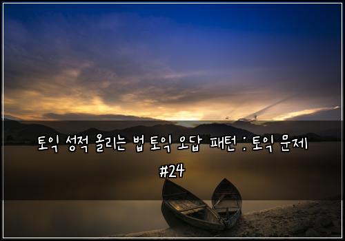 토익 성적 올리는 법 토익 오답 패턴 : 토익 문제 #24