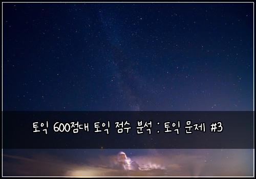 토익 600점대 토익 점수 분석 : 토익 문제 #3