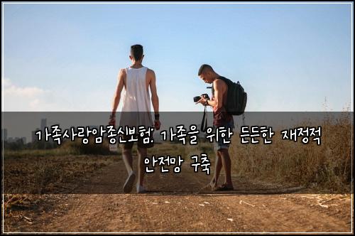가족사랑암종신보험: 가족을 위한 든든한 재정적 안전망 구축