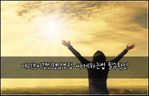 메리츠비갱신형암보험 싸게하는법  필수확인