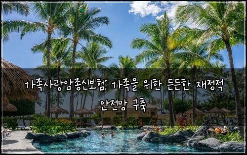 가족사랑암종신보험: 가족을 위한 든든한 재정적 안전망 구축