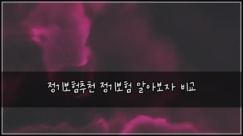 정기보험추천 정기보험 알아보자 비교