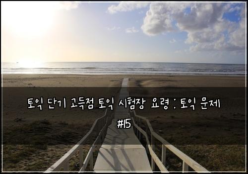 토익 단기 고득점 토익 시험장 요령 : 토익 문제 #15