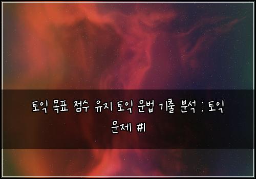 토익 목표 점수 유지 토익 문법 기출 분석 : 토익 문제 #1