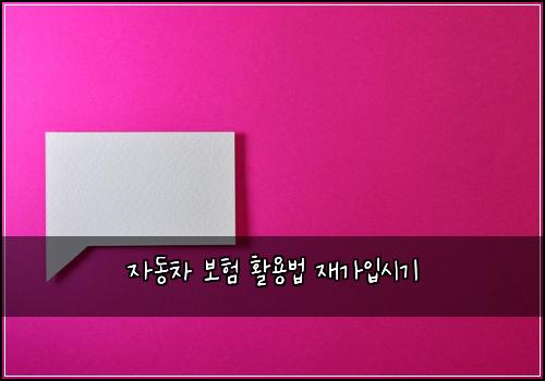 자동차 보험 활용법  재가입시기