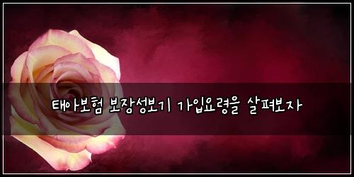 태아보험 보장성보기  가입요령을 살펴보자