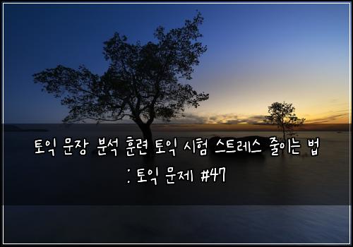 토익 문장 분석 훈련 토익 시험 스트레스 줄이는 법 : 토익 문제 #47
