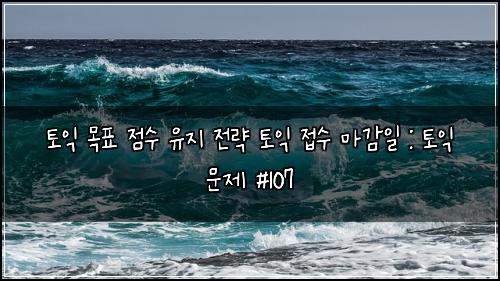 토익 목표 점수 유지 전략 토익 접수 마감일 : 토익 문제 #107