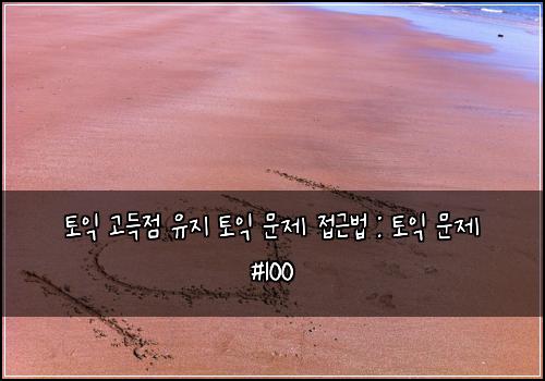 토익 고득점 유지 토익 문제 접근법 : 토익 문제 #100