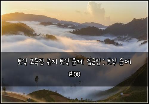 토익 고득점 유지 토익 문제 접근법 : 토익 문제 #100