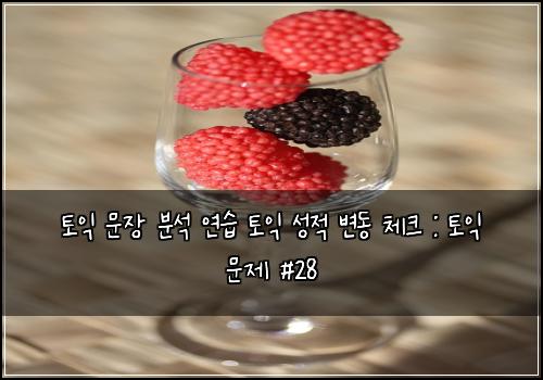 토익 문장 분석 연습 토익 성적 변동 체크 : 토익 문제 #28