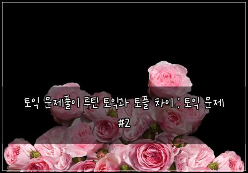 토익 문제풀이 루틴 토익과 토플 차이 : 토익 문제 #2