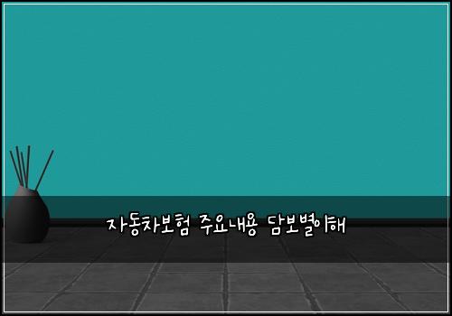자동차보험 주요내용  담보별이해