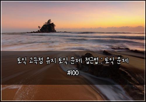 토익 고득점 유지 토익 문제 접근법 : 토익 문제 #100