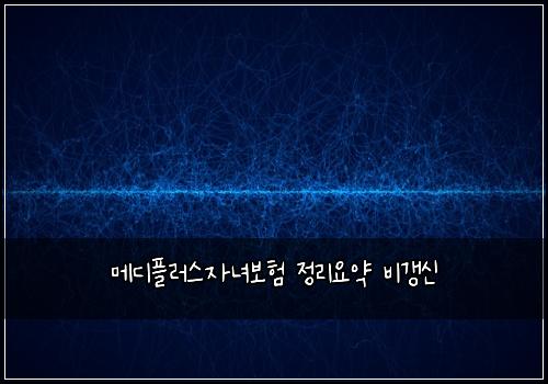 메디플러스자녀보험 정리요약  비갱신