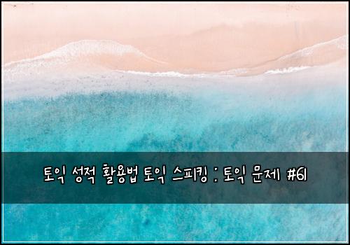 토익 성적 활용법 토익 스피킹 : 토익 문제 #61